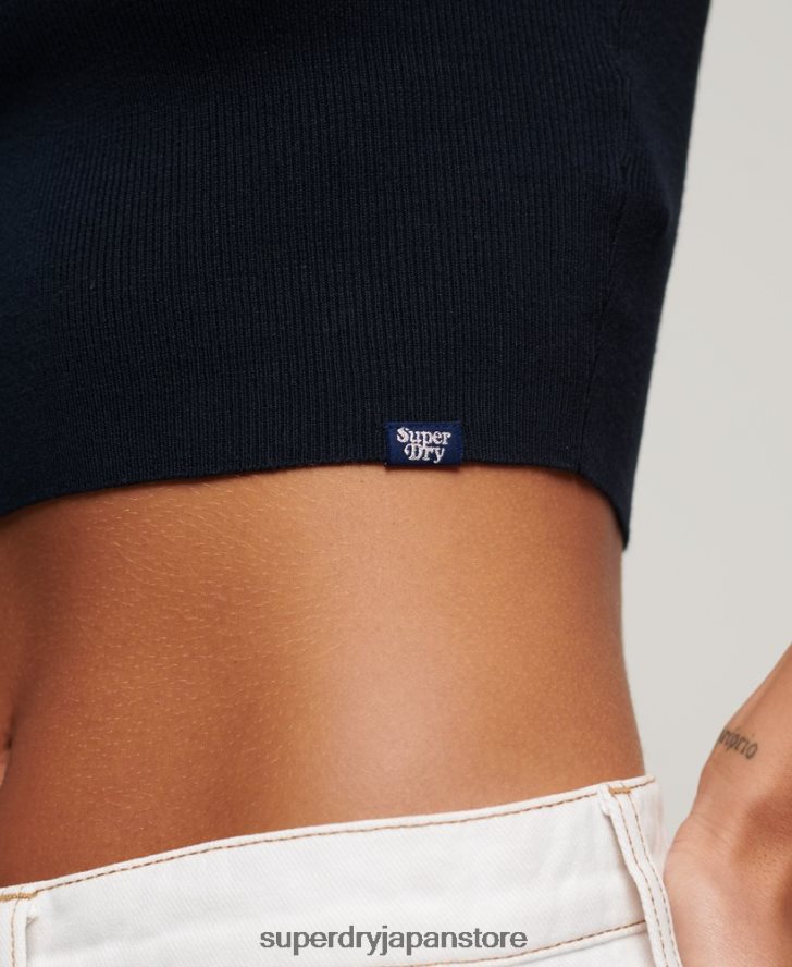 ファインニットタンクトップ 女性 Superdry 衣類 海軍 2J62PZ1978