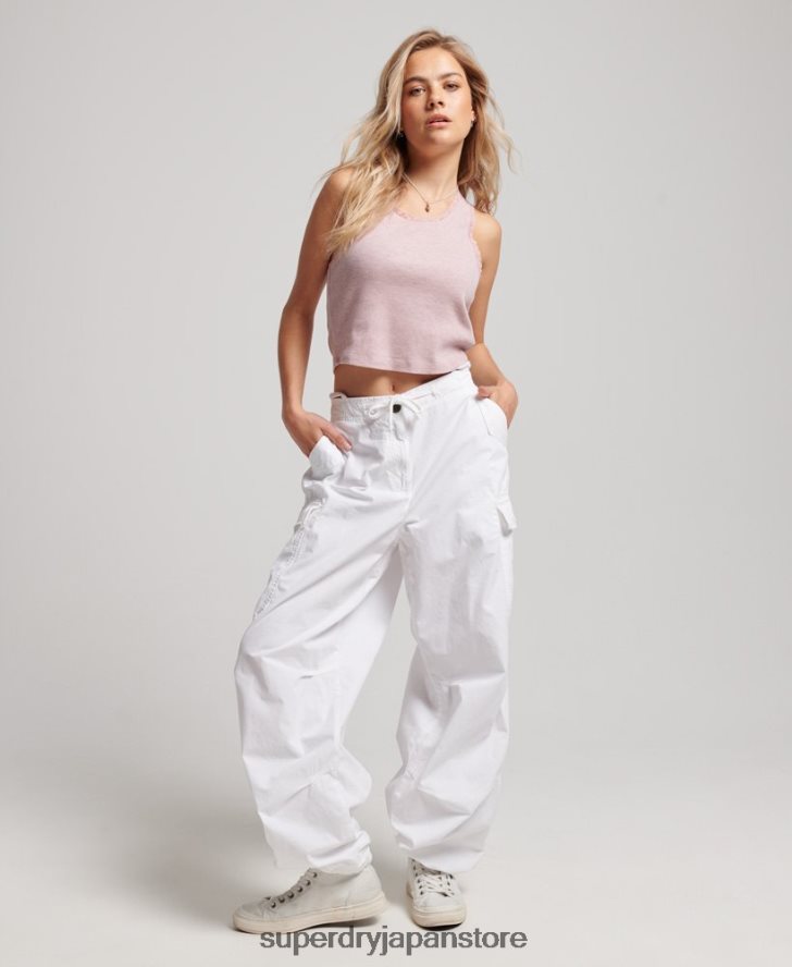 だぶだぶのパラシュートパンツ 女性 Superdry 衣類 白 2J62PZ1979