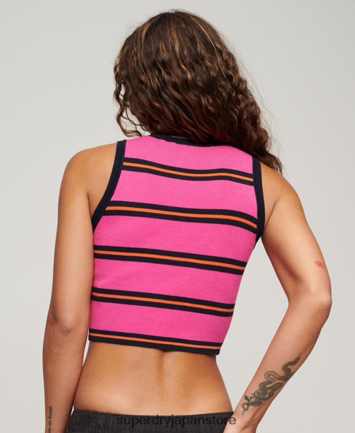 ファインニットタンクトップ 女性 Superdry 衣類 ピンク 2J62PZ1981