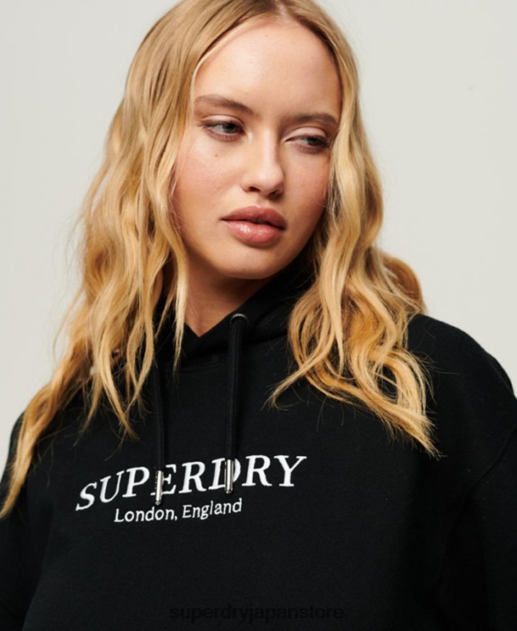 コードヘラルドリーオーバーサイズパーカー 女性 Superdry 衣類 黒 2J62PZ1982