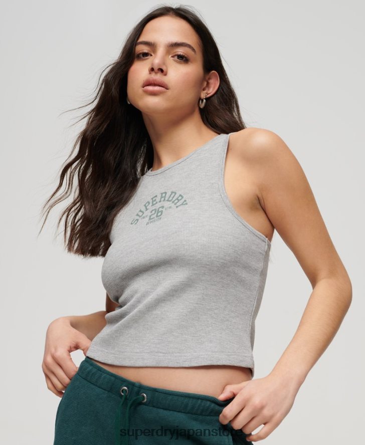アスレチックエッセンシャルワッフルタンクトップ 女性 Superdry 衣類 グレー 2J62PZ1983