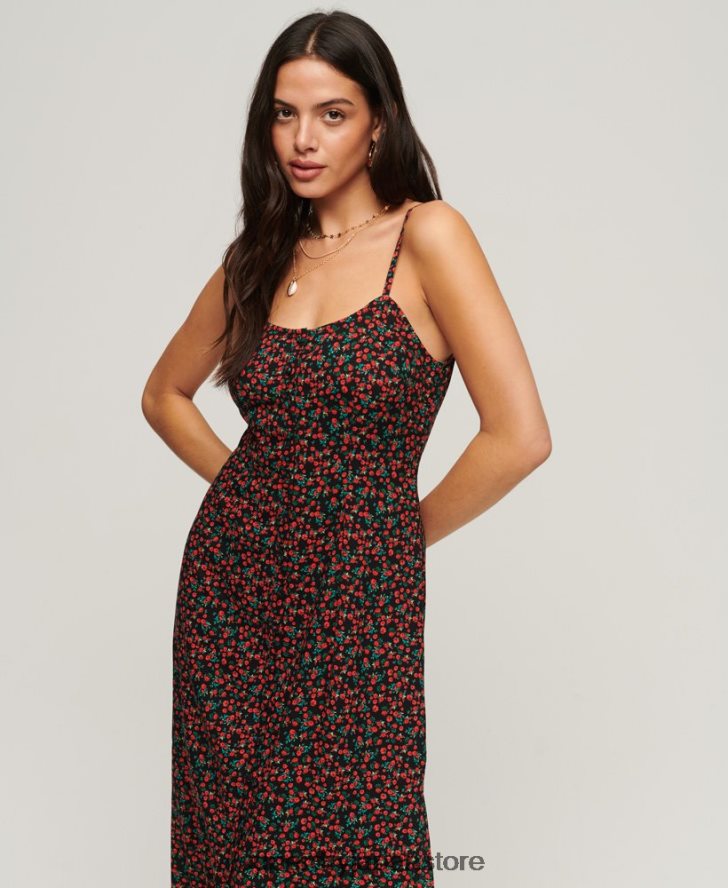 プリントボタンキャミミディドレス 女性 Superdry 衣類 黒 2J62PZ1987