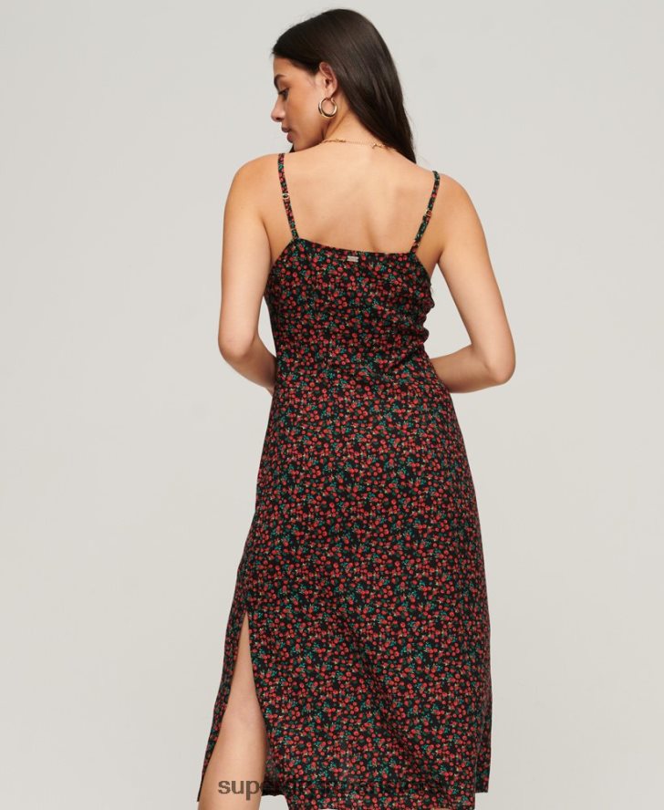 プリントボタンキャミミディドレス 女性 Superdry 衣類 黒 2J62PZ1987