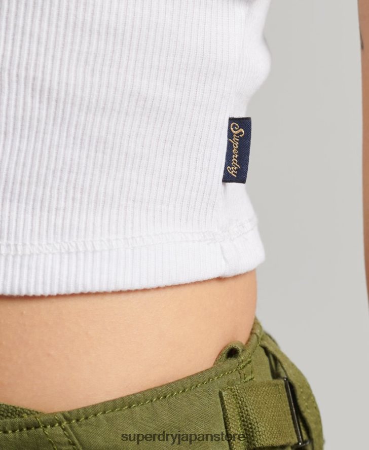 リブレーストリムキャミトップ 女性 Superdry 衣類 白 2J62PZ1988