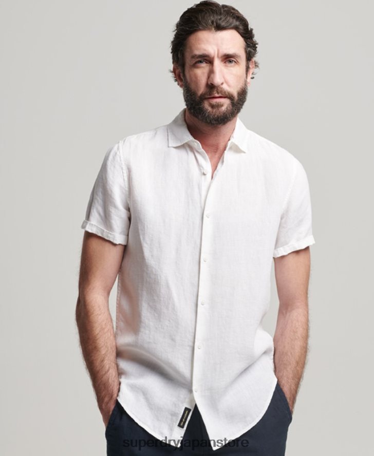 スタジオカジュアルリネンシャツ 男性 Superdry 衣類 白 2J62PZ2