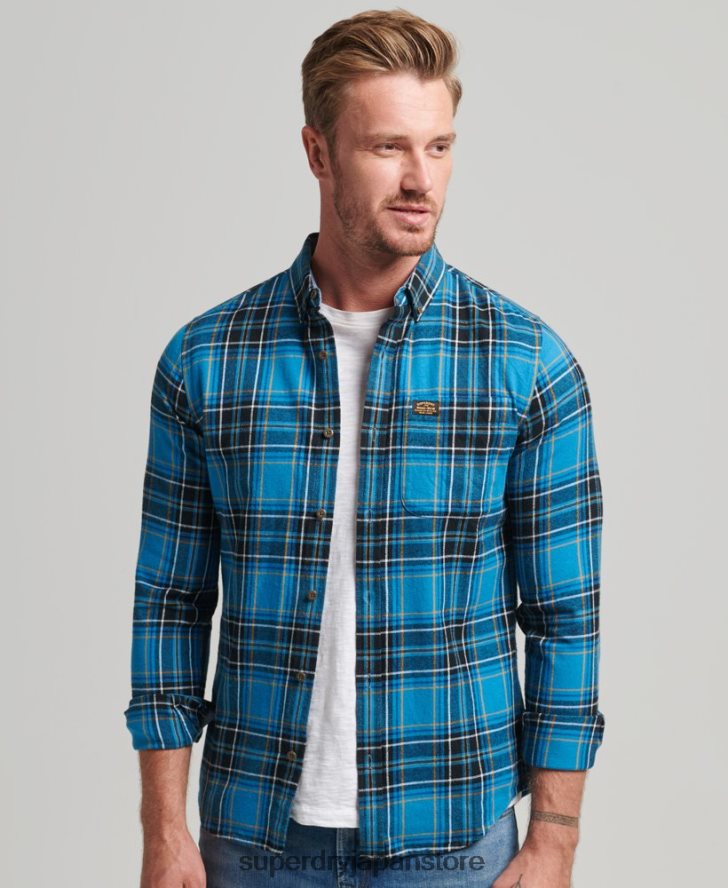 オーガニックコットン ランバージャックチェックシャツ 男性 Superdry 衣類 青 2J62PZ200