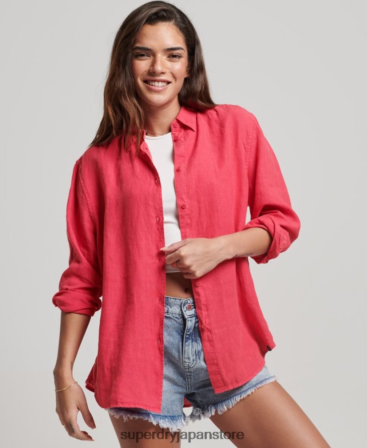 カジュアルリネンボーイフレンドシャツ 女性 Superdry 衣類 ピンク 2J62PZ2007
