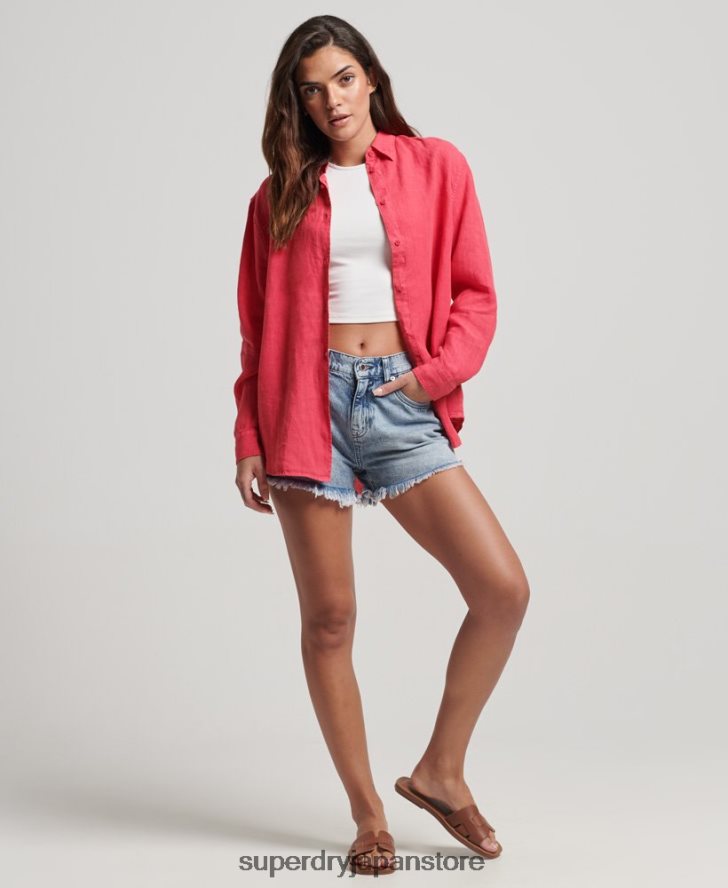 カジュアルリネンボーイフレンドシャツ 女性 Superdry 衣類 ピンク 2J62PZ2007
