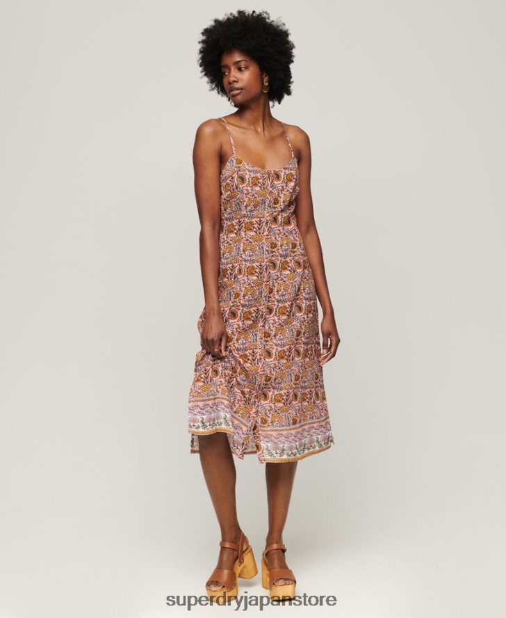 プリントボタンキャミミディドレス 女性 Superdry 衣類 ピンク 2J62PZ2009