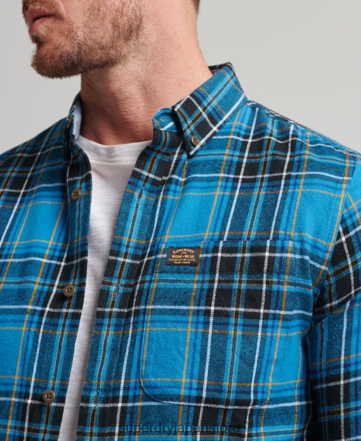 オーガニックコットン ランバージャックチェックシャツ 男性 Superdry 衣類 青 2J62PZ200