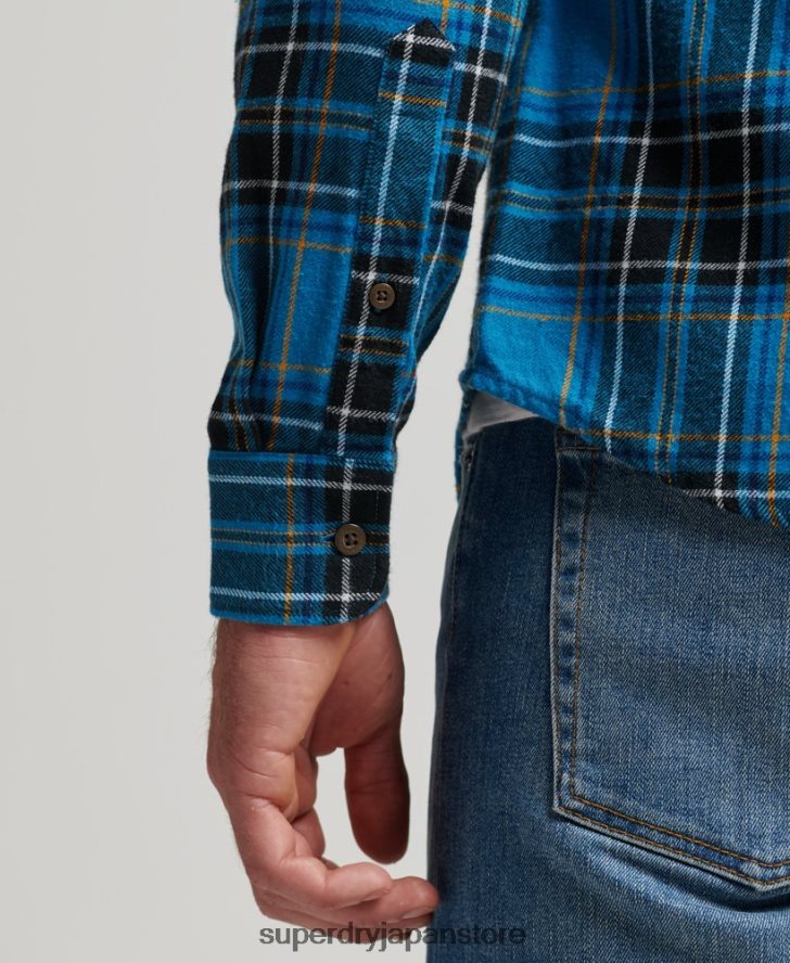 オーガニックコットン ランバージャックチェックシャツ 男性 Superdry 衣類 青 2J62PZ200