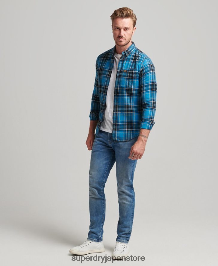 オーガニックコットン ランバージャックチェックシャツ 男性 Superdry 衣類 青 2J62PZ200