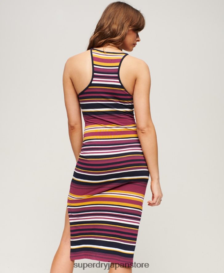 ジャージストライプ キャミミディドレス 女性 Superdry 衣類 赤 2J62PZ2011