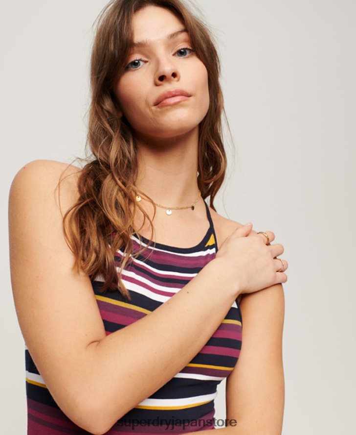 ジャージストライプ キャミミディドレス 女性 Superdry 衣類 赤 2J62PZ2011
