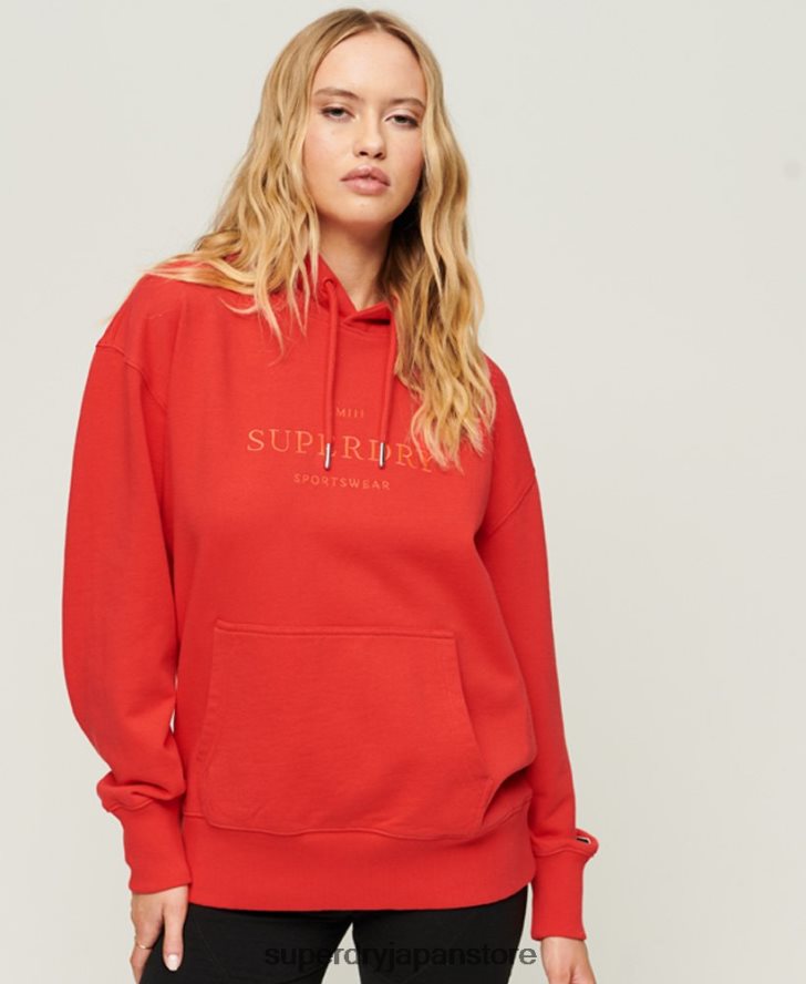 コードヘラルドリーオーバーサイズパーカー 女性 Superdry 衣類 赤 2J62PZ2018