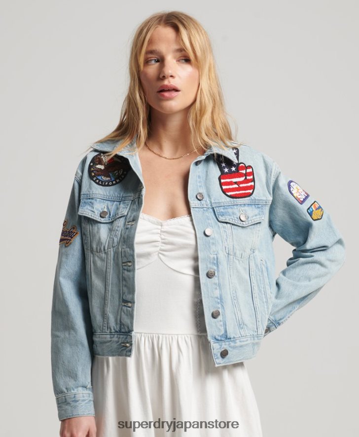 ヴィンテージパッチトラッカージャケット 女性 Superdry 衣類 ライトブルー 2J62PZ2019