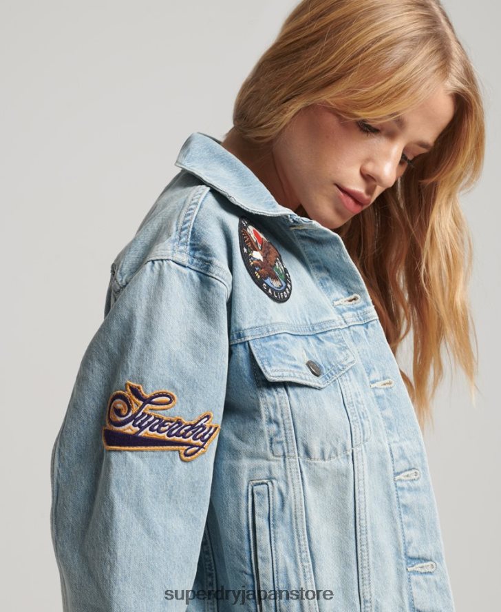 ヴィンテージパッチトラッカージャケット 女性 Superdry 衣類 ライトブルー 2J62PZ2019