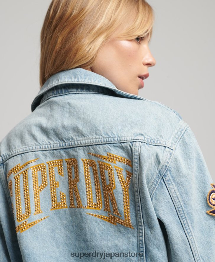 ヴィンテージパッチトラッカージャケット 女性 Superdry 衣類 ライトブルー 2J62PZ2019