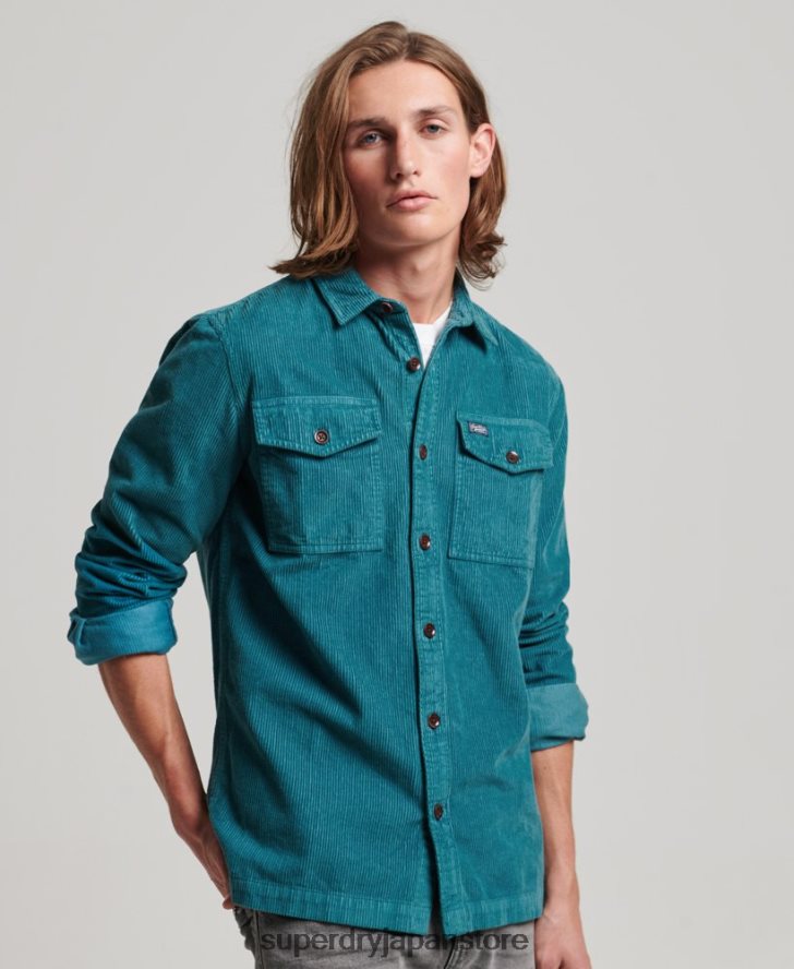 ヴィンテージコードオーバーシャ​​ツ 男性 Superdry 衣類 ターコイズ 2J62PZ201
