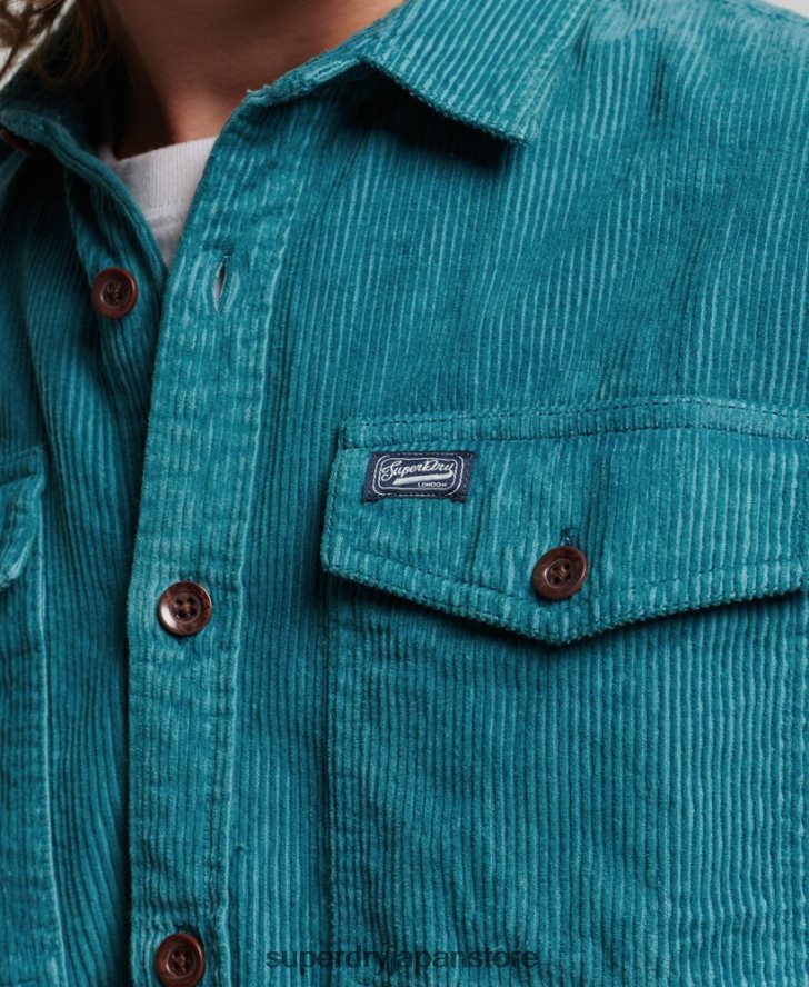 ヴィンテージコードオーバーシャ​​ツ 男性 Superdry 衣類 ターコイズ 2J62PZ201