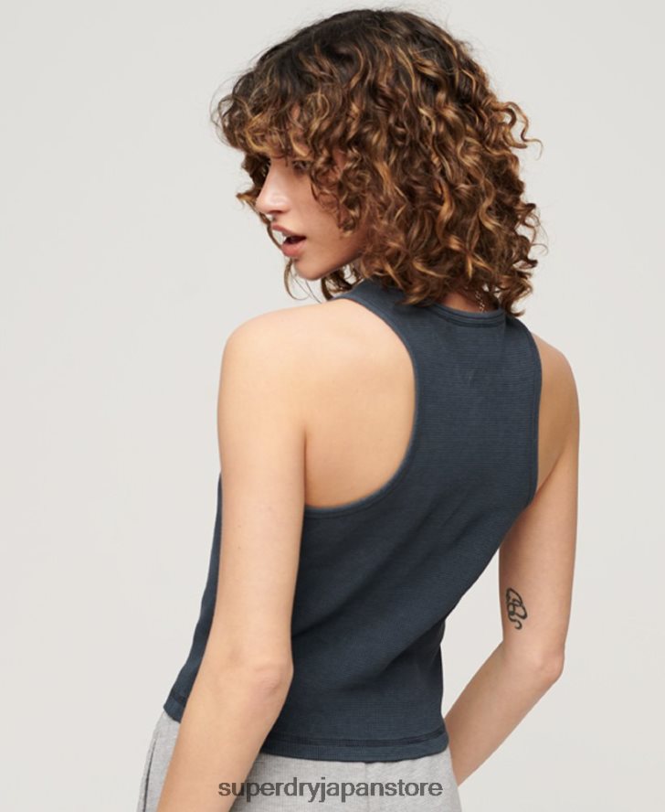 アスレチックエッセンシャルワッフルタンクトップ 女性 Superdry 衣類 青 2J62PZ2020