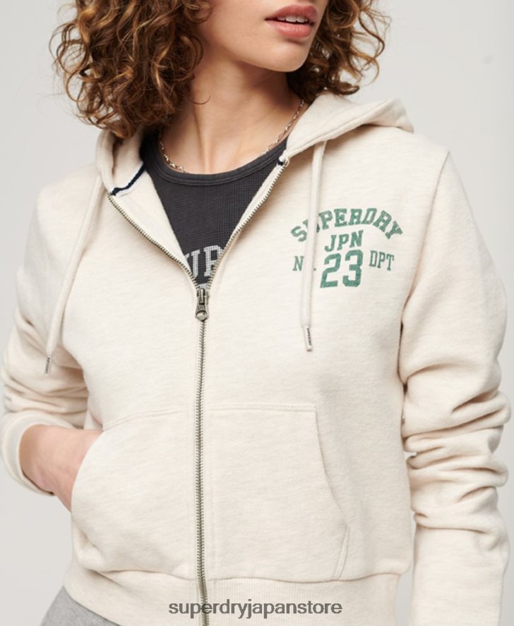 アスレチックエッセンシャルクロップジップパーカー 女性 Superdry 衣類 ベージュ 2J62PZ2027