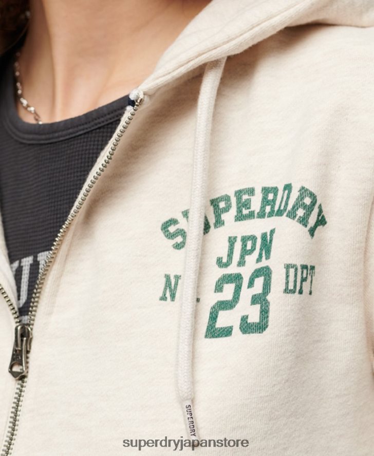 アスレチックエッセンシャルクロップジップパーカー 女性 Superdry 衣類 ベージュ 2J62PZ2027