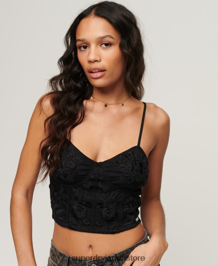フラワーエンブロイダリー コルセットトップ 女性 Superdry 衣類 濃い灰色 2J62PZ2039