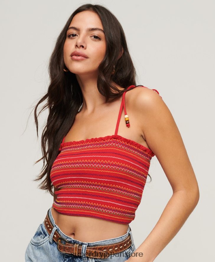 刺繍入りスモックキャミトップ 女性 Superdry 衣類 赤 2J62PZ2041