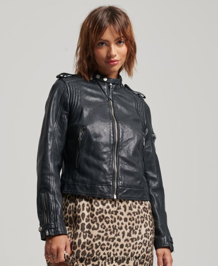ヴィンテージレザーモトレーサージャケット 女性 Superdry 衣類 濃い灰色 2J62PZ2042