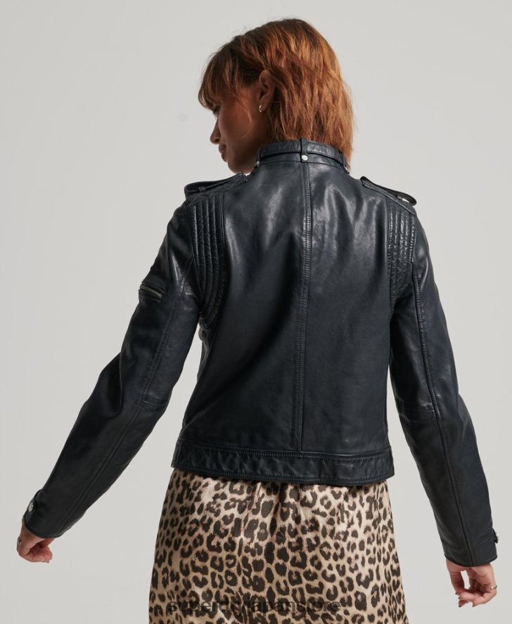 ヴィンテージレザーモトレーサージャケット 女性 Superdry 衣類 濃い灰色 2J62PZ2042