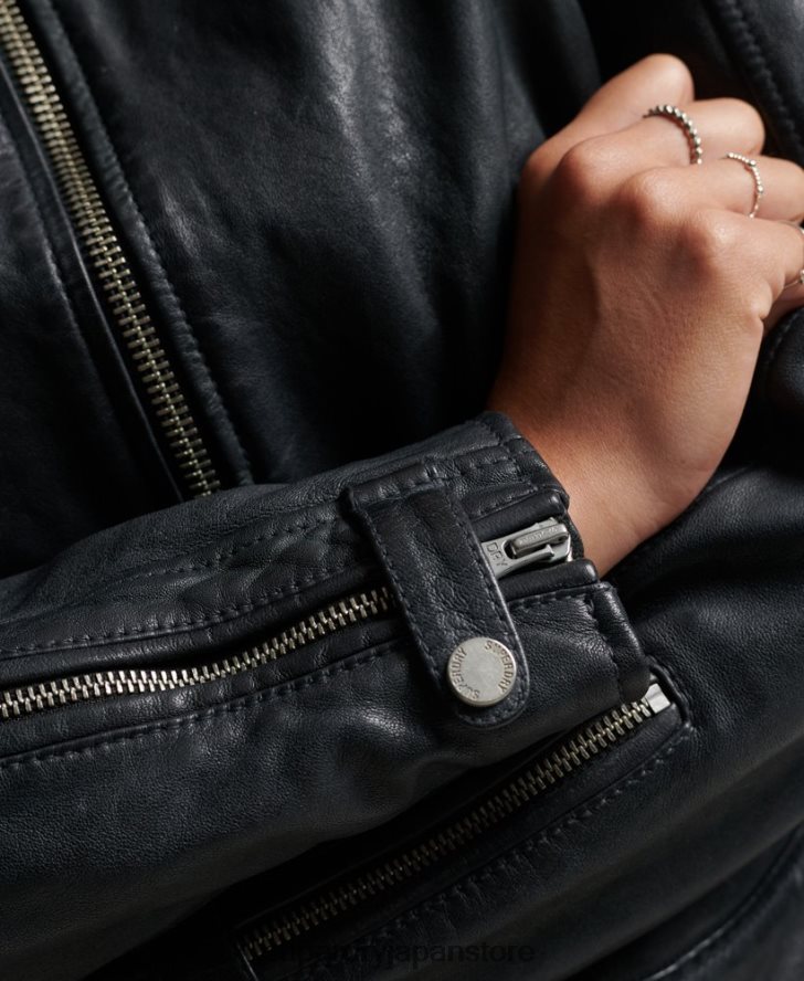 ヴィンテージレザーモトレーサージャケット 女性 Superdry 衣類 濃い灰色 2J62PZ2042