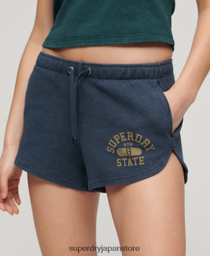 アスレチックエッセンシャルワッフルショーツ 女性 Superdry 衣類 青 2J62PZ2048