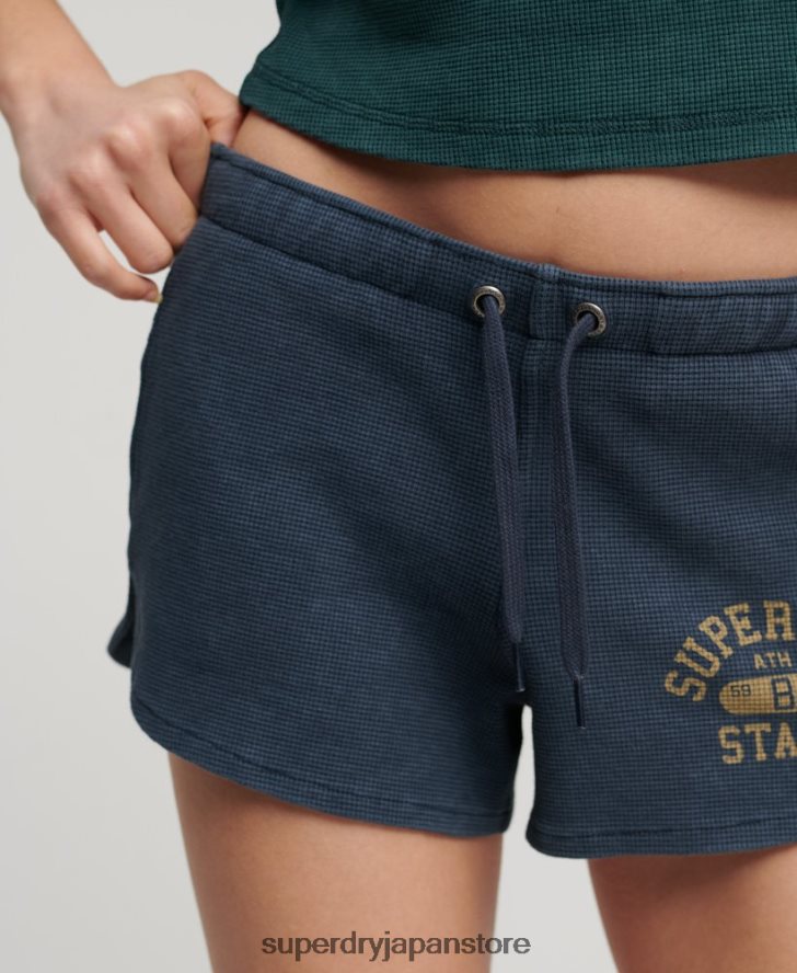アスレチックエッセンシャルワッフルショーツ 女性 Superdry 衣類 青 2J62PZ2048