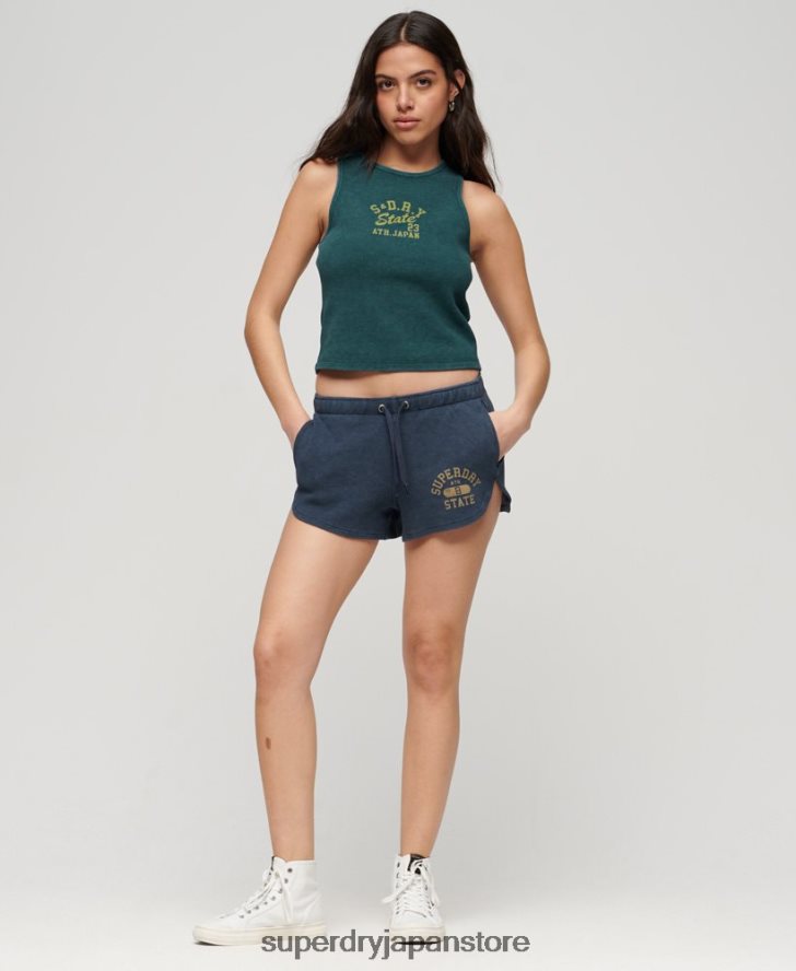 アスレチックエッセンシャルワッフルショーツ 女性 Superdry 衣類 青 2J62PZ2048