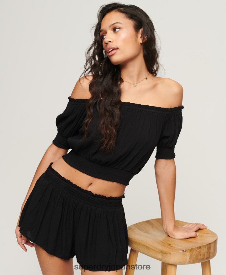 スモッキングビーチショーツ 女性 Superdry 衣類 黒 2J62PZ2049