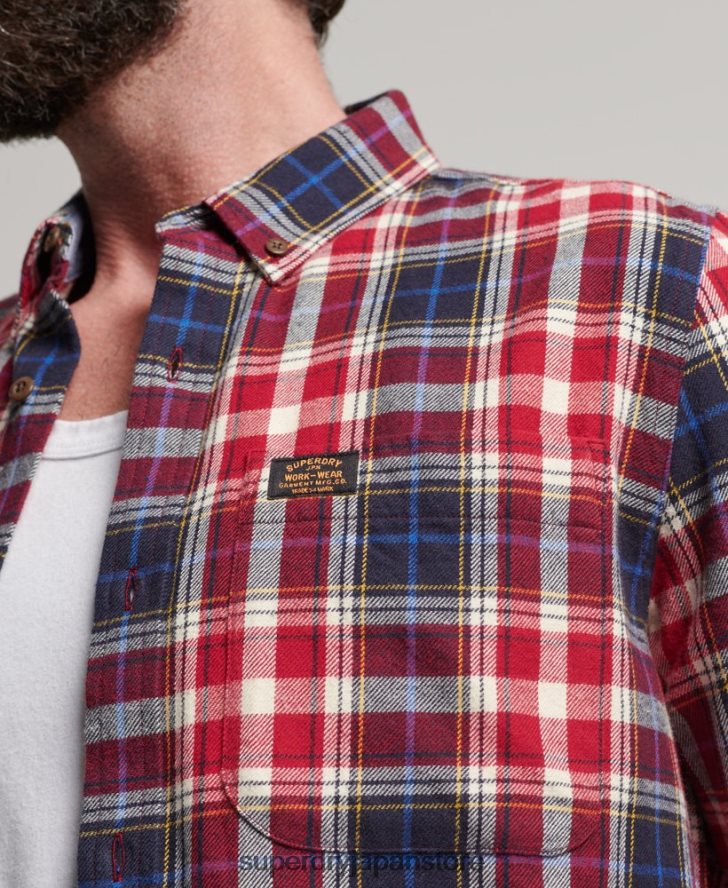 オーガニックコットン ヴィンテージ ランバージャック シャツ 男性 Superdry 衣類 赤 2J62PZ204