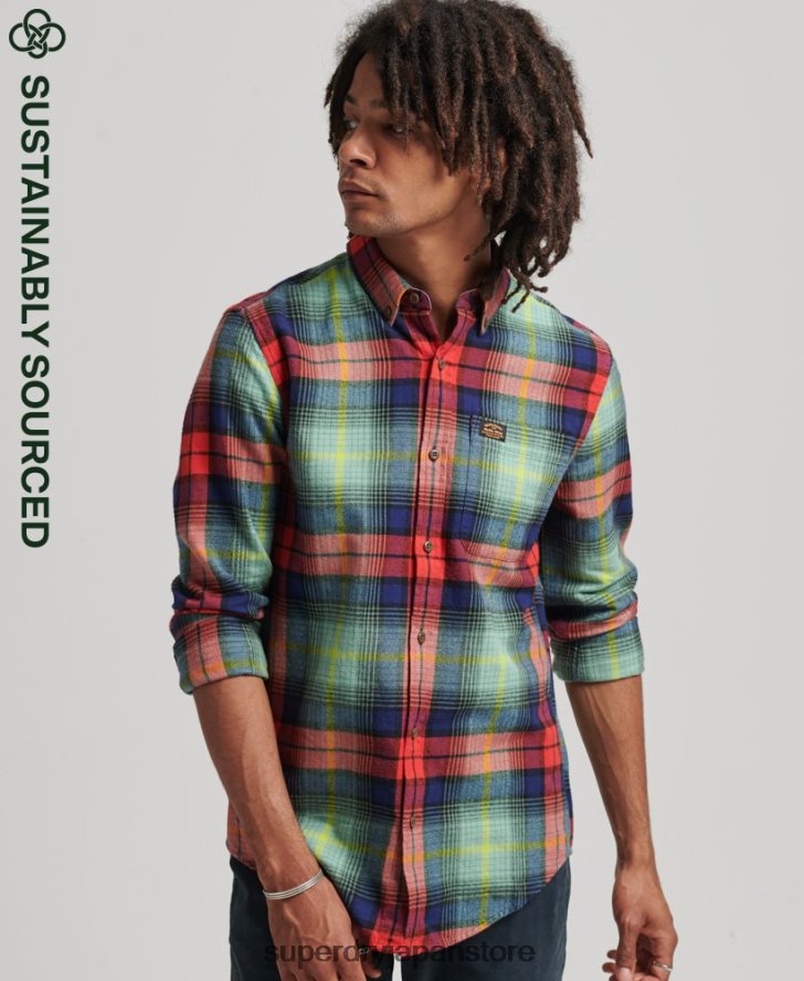 オーガニックコットン ヴィンテージ ランバージャック シャツ 男性 Superdry 衣類 緑 2J62PZ205