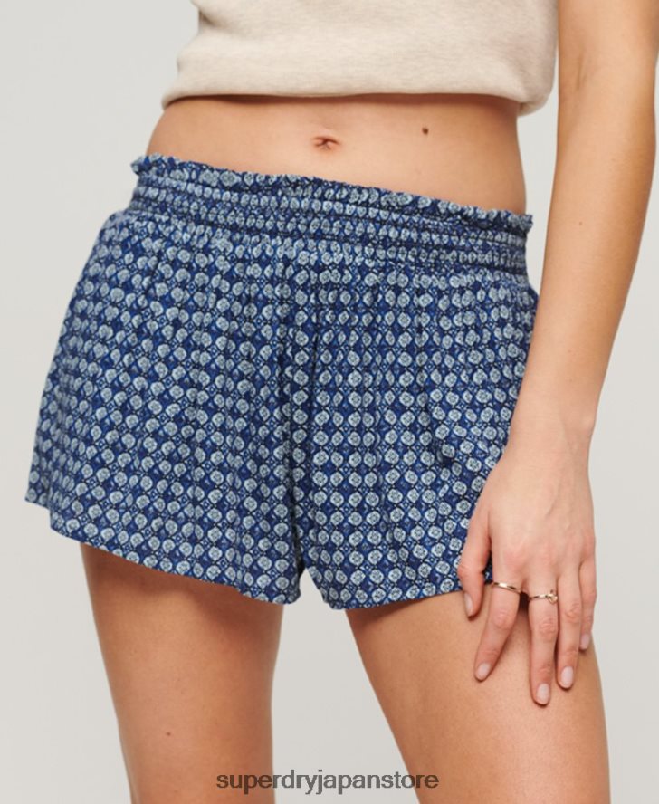 スモッキングビーチショーツ 女性 Superdry 衣類 青 2J62PZ2056