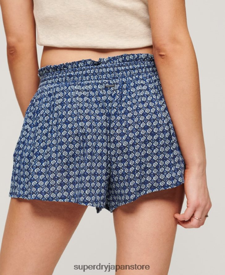 スモッキングビーチショーツ 女性 Superdry 衣類 青 2J62PZ2056