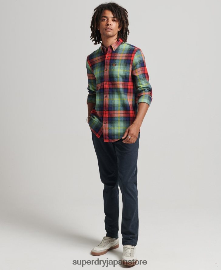 オーガニックコットン ヴィンテージ ランバージャック シャツ 男性 Superdry 衣類 緑 2J62PZ205