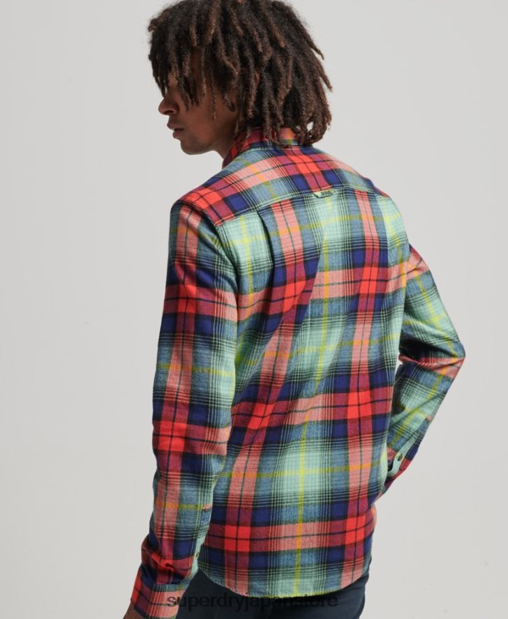 オーガニックコットン ヴィンテージ ランバージャック シャツ 男性 Superdry 衣類 緑 2J62PZ205