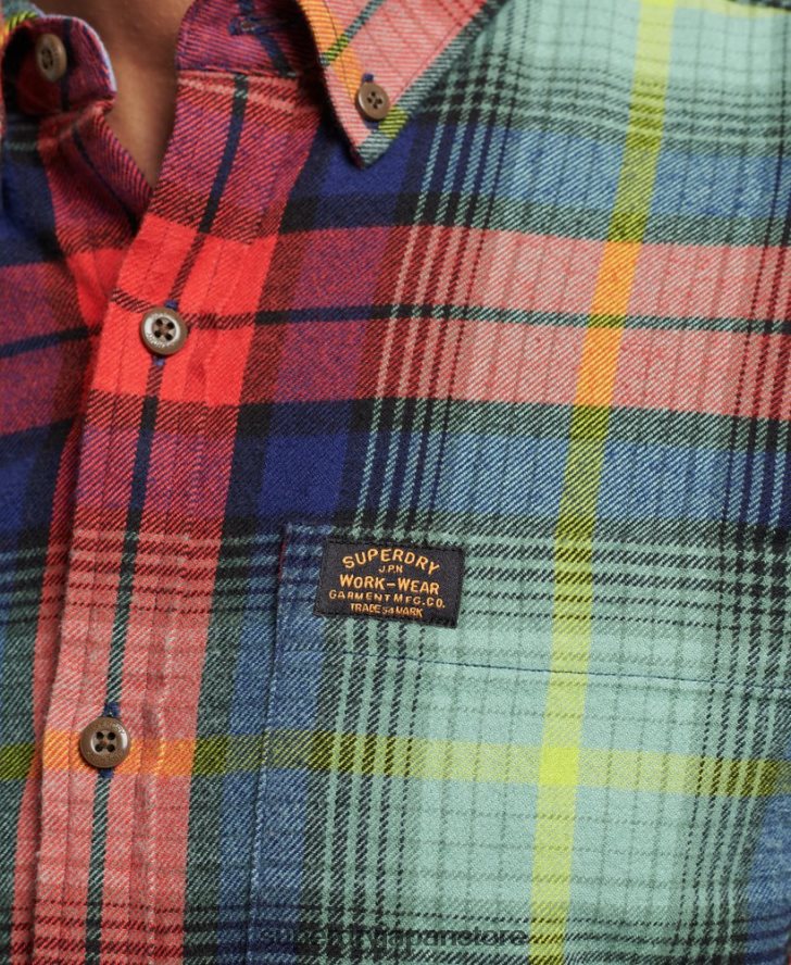 オーガニックコットン ヴィンテージ ランバージャック シャツ 男性 Superdry 衣類 緑 2J62PZ205