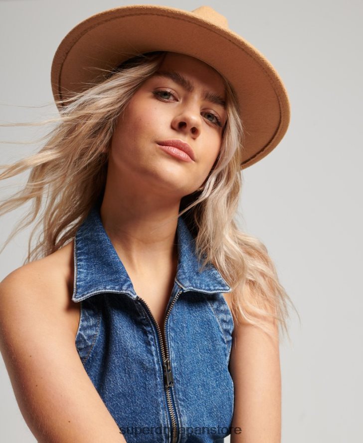 襟付きジップスルーデニムトップ 女性 Superdry 衣類 青 2J62PZ2064