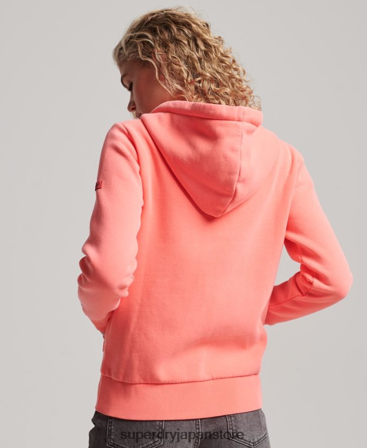 ヴィンテージロゴネオンジップパーカー 女性 Superdry 衣類 コーラル 2J62PZ2065