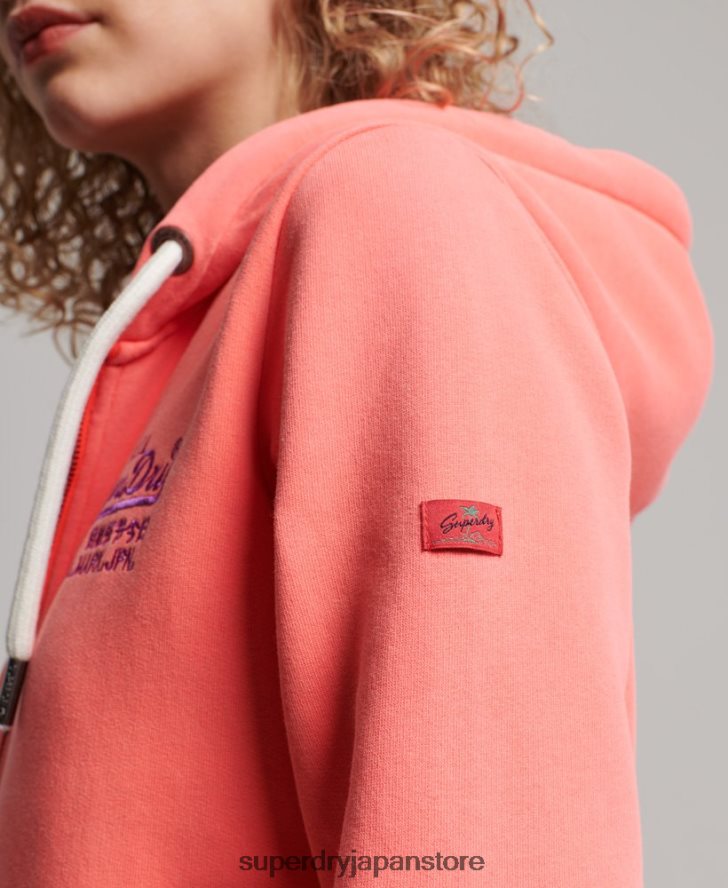 ヴィンテージロゴネオンジップパーカー 女性 Superdry 衣類 コーラル 2J62PZ2065