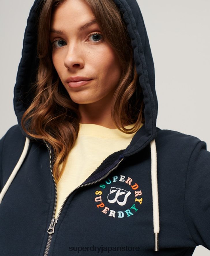 レインボージップパーカー 女性 Superdry 衣類 海軍 2J62PZ2068