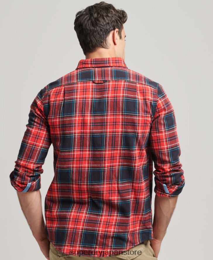 オーガニックコットン ランバージャックチェックシャツ 男性 Superdry 衣類 赤 2J62PZ206