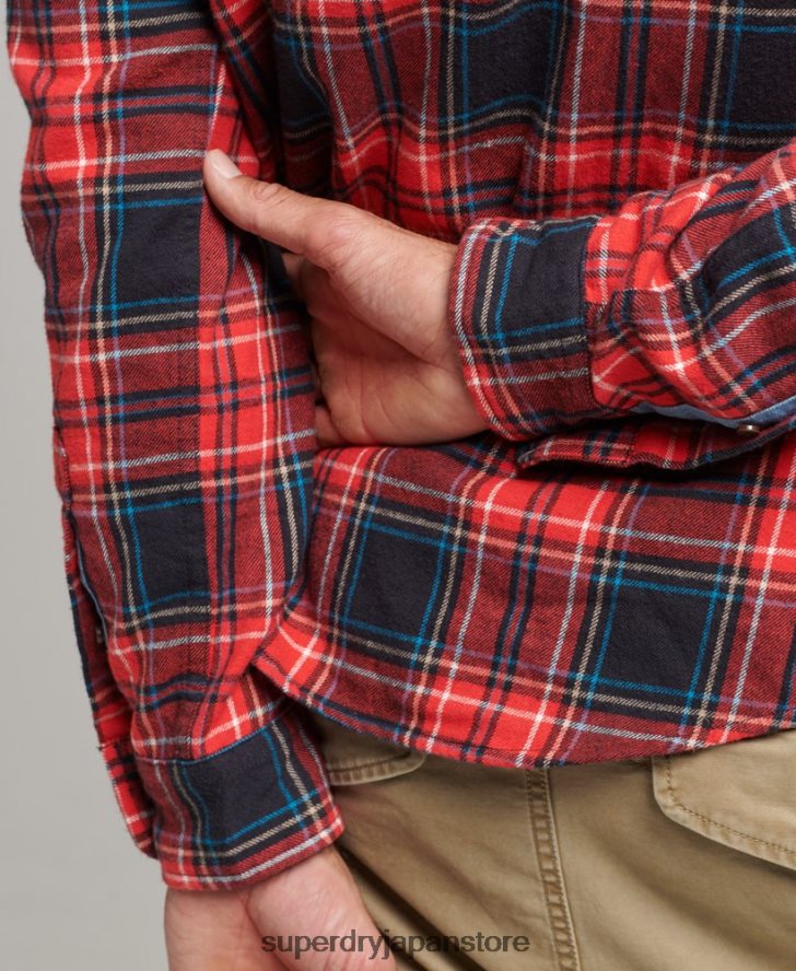 オーガニックコットン ランバージャックチェックシャツ 男性 Superdry 衣類 赤 2J62PZ206