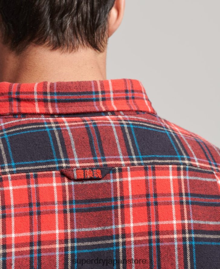オーガニックコットン ランバージャックチェックシャツ 男性 Superdry 衣類 赤 2J62PZ206